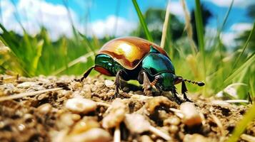 AI generated Photo of June Bug on a ground. Generative AI