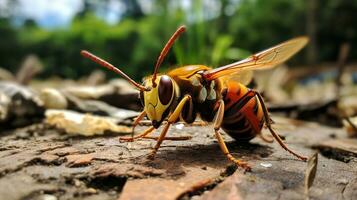 AI generated Photo of Hornet Moth on a ground. Generative AI