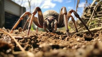 AI generated Photo of Goliath Bird-Eating Spider on a ground. Generative AI