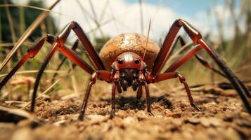 AI generated Photo of Harvestman Spider on a ground. Generative AI