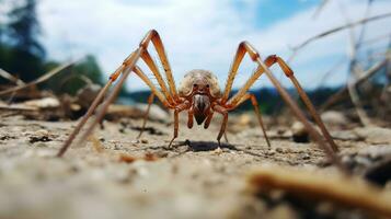 AI generated Photo of Harvestman Spider on a ground. Generative AI