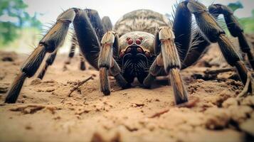 AI generated Photo of Goliath Bird-Eating Spider on a ground. Generative AI