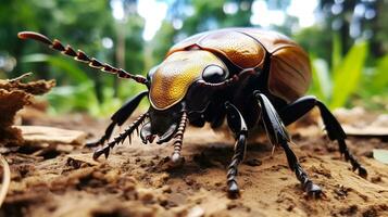 ai generado foto de Hércules escarabajo en un suelo. generativo ai