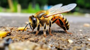 ai generado foto de miel abeja en un suelo. generativo ai