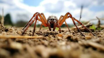 AI generated Photo of Harvestman Spider on a ground. Generative AI