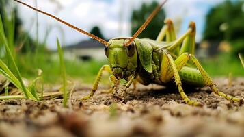 AI generated Photo of Grasshopper on a ground. Generative AI