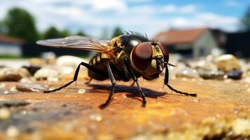 AI generated Photo of Fly on a ground. Generative AI