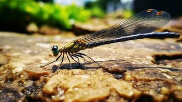 AI generated Photo of Damselfly on a ground. Generative AI