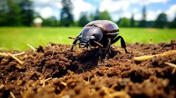 AI generated Photo of Dung Beetle on a ground. Generative AI