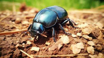 AI generated Photo of Dung Beetle on a ground. Generative AI