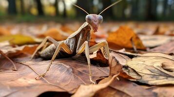 AI generated Photo of Dead Leaf Mantis on a ground. Generative AI