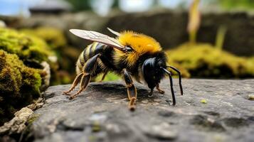 AI generated Photo of Bumblebee on a ground. Generative AI