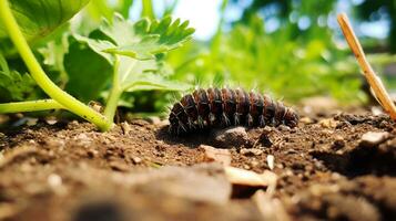 AI generated Photo of Caterpillar on a ground. Generative AI