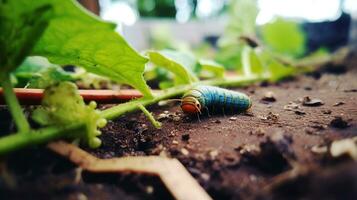 AI generated Photo of Caterpillar on a ground. Generative AI