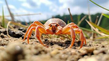 AI generated Photo of Crab Spider on a ground. Generative AI