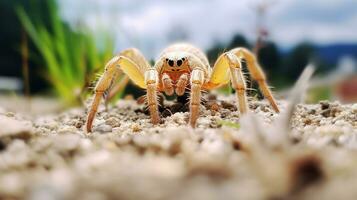 AI generated Photo of Crab Spider on a ground. Generative AI