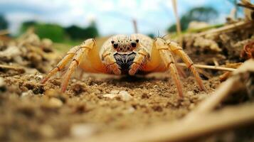 AI generated Photo of Crab Spider on a ground. Generative AI