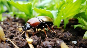 AI generated Photo of Beetle on a ground. Generative AI