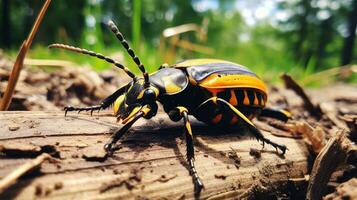 AI generated Photo of Citrus Long-Horned Beetle on a ground. Generative AI