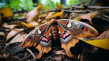 AI generated Photo of Atlas Moth on a ground. Generative AI