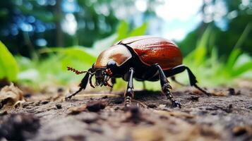 AI generated Photo of Beetle on a ground. Generative AI