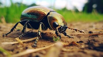 AI generated Photo of Beetle on a ground. Generative AI