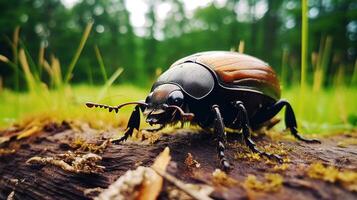 AI generated Photo of Beetle on a ground. Generative AI