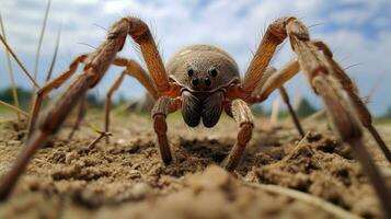 ai generado foto de marrón recluso araña en un suelo. generativo ai