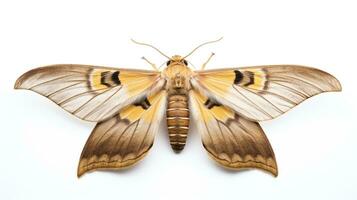 AI generated Photo of Oakworm Moth isolated on white background. Generative AI