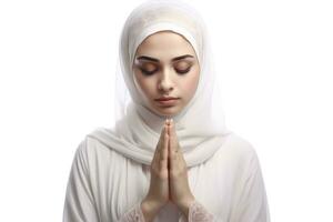 AI generated Muslim woman praying photo