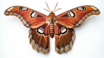 AI generated Photo of Atlas Moth isolated on white background. Generative AI