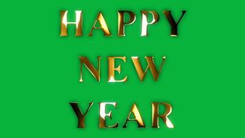 Happy New Year text gold effect animation with green screen video