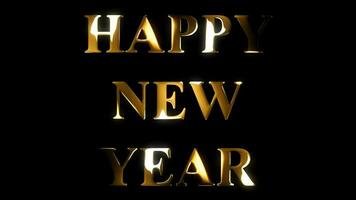 Happy New Year text gold effect animation with black screen video