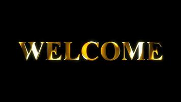 Welcome text gold effect animation with black screen video