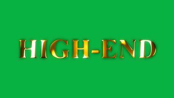 High End text gold effect animation with green screen video