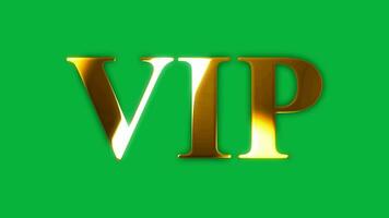 VIP texto oro efecto animación con verde pantalla video