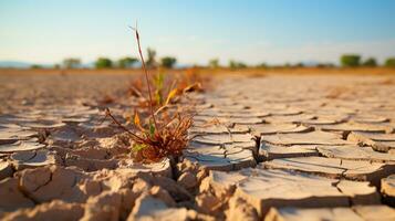 AI generated dry season, crack ground, global warning concept. Generative AI photo