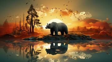 AI generated creative design about animal losing their habitat in global warming. Generative AI photo