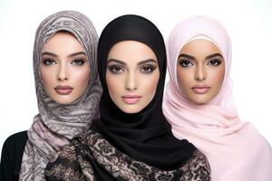 AI generated Beautiful Muslim Women Wearing Headscarves photo