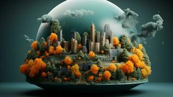 AI generated 3d creative poster about global warming. Generative AI photo