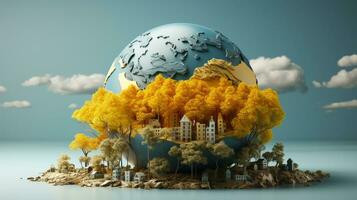 AI generated 3d illustration about global warming for poster background. Generative AI photo