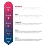 Modern business infographic template with 5 options or step icons. vector