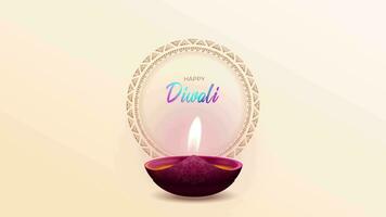 Premium happy diwali cream event card with lights video