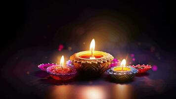 ai generiert Diwali Nacht, Blumen und Feuerwerk im voll blühen video