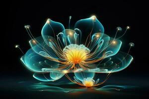 AI generated Glowing flower wallpaper, lose up of flower Ai generated photo