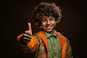 AI generated Positive Young Boy Giving a Thumbs Up photo