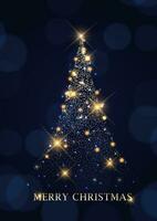 Christmas background with sparkling tree design vector