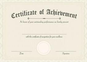 Retro certificate of achievement paper template brown background vector