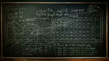 AI generated Photo of a vintage chalkboard covered in hand-drawn. Generative AI