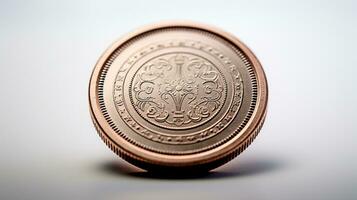 AI generated close-up Photo of a coin isolated on white background. Generative AI